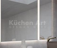Salle de Bains Contemporaine : Vasque Céramique, Miroirs Rétroéclairés, et Colonnes en Rovere Moka - 4