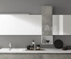 Salle de bains sur-mesure : Panneau Métal Laqué et Lavabo Quadra