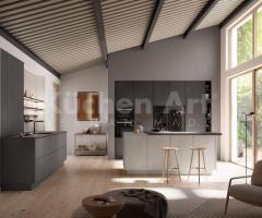 Cuisine Gris Ciment Foncé avec Îlot Central | Style Industriel Moderne - 2