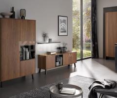 Buffet avec pieds enn bois noyer & acier AV 7070 GL | Élégance contemporaine